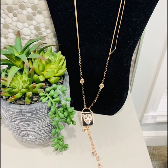 Leopard Lariat & Rhinestones Necklace - Picture 2 of 4